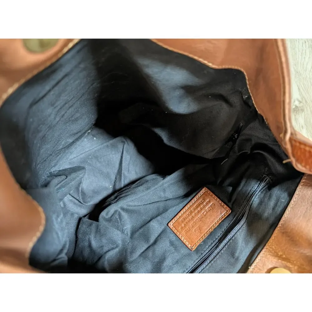Liz Claiborne Brown Leather Hobo Shoulder Bag Slouchy Pebbled Adjustable Strap